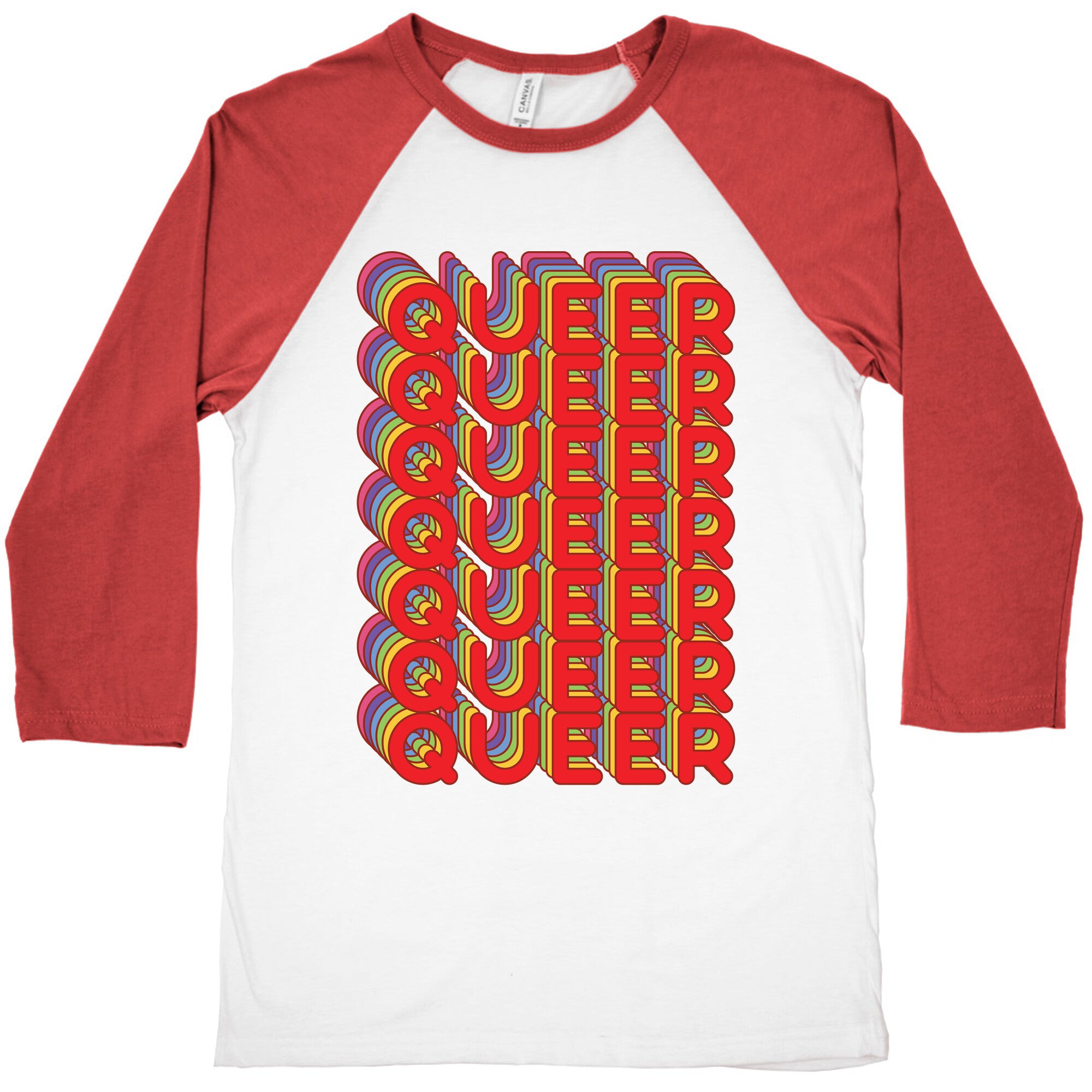 Queer Retro Rainbow Baseball Tee